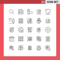 Group of 25 Lines Signs and Symbols for like security devices lock internet Editable Vector Design Elements