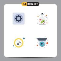 Group of 4 Flat Icons Signs and Symbols for gear music setting halloween quaver Editable Vector Design Elements