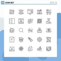 25 Thematic Vector Lines and Editable Symbols of grid service money wifi park Editable Vector Design Elements