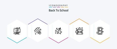 Back To School 25 Line icon pack including . phone. paper plane. education. apple vector