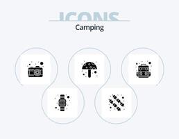 paquete de iconos de glifo de camping 5 diseño de iconos. . de viaje. foto. acampar. champiñón vector