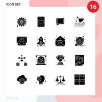 16 Universal Solid Glyphs Set for Web and Mobile Applications mail email message contact plant Editable Vector Design Elements