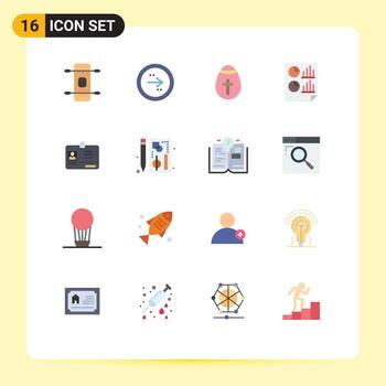 Concepto de 16 colores planos para sitios web, móviles y aplicaciones, paso de página, huevo de Pascua, análisis de documentos, paquete editable de elementos creativos de diseño de vectores. vector