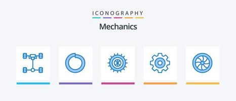 paquete de íconos de mecánicos azules 5 que incluye . reparar. neumático. mecánica. dibujo. diseño de iconos creativos vector