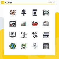 Group of 16 Flat Color Filled Lines Signs and Symbols for development coding household browser living Editable Creative Vector Design Elements
