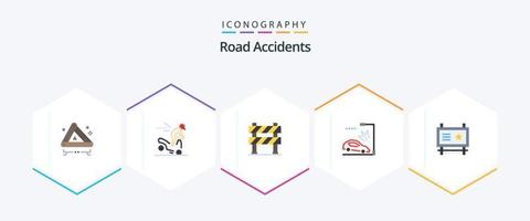 Road Accidents 25 Flat icon pack including ad board. crash. barrier. car. under construction vector