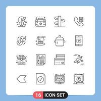 paquete de iconos de vector de stock de 16 signos y símbolos de línea para elementos de diseño de vector editables de panel de invierno médico de llamada telefónica