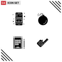 4 User Interface Solid Glyph Pack of modern Signs and Symbols of buy notes shopping explosion measuring Editable Vector Design Elements