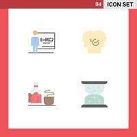 Set of 4 Commercial Flat Icons pack for classroom tea room modern hot Editable Vector Design Elements