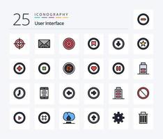 User Interface 25 Line Filled icon pack including user interface. button. line. arrow. tag vector