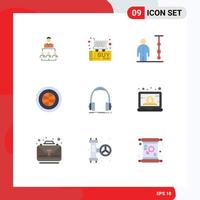 9 Universal Flat Color Signs Symbols of user interface shopping globe corporate management Editable Vector Design Elements