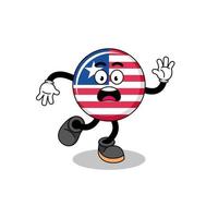 slipping liberia flag mascot illustration vector