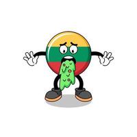 lithuania flag mascot cartoon vomiting vector