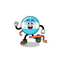 Mascot cartoon of honduras flag running on finish line vector