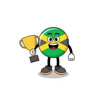 Cartoon mascot of jamaica flag holding a trophy vector