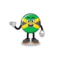 dibujos animados de la bandera de jamaica con pose de bienvenida vector