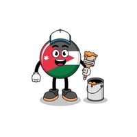 mascota del personaje de la bandera jordana como pintor vector