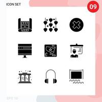 9 User Interface Solid Glyph Pack of modern Signs and Symbols of flag news delete development computer Editable Vector Design Elements