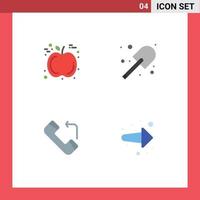 Editable Vector Line Pack of 4 Simple Flat Icons of apple incoming digging spade back Editable Vector Design Elements