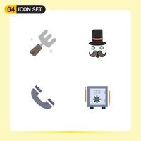 4 Universal Flat Icons Set for Web and Mobile Applications agriculture call fork movember phone Editable Vector Design Elements