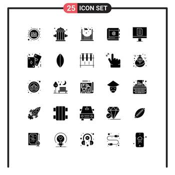 Set of 25 Modern UI Icons Symbols Signs for computer phone parks internet contact Editable Vector Design Elements