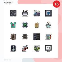 Universal Icon Symbols Group of 16 Modern Flat Color Filled Lines of heart clothes yoga upload box Editable Creative Vector Design Elements