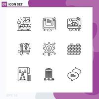 Group of 9 Outlines Signs and Symbols for pen designer computer tools creative Editable Vector Design Elements