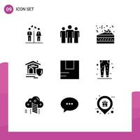 Set of 9 Commercial Solid Glyphs pack for good estate corporate real shield Editable Vector Design Elements