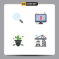 4 Thematic Vector Flat Icons and Editable Symbols of find plant bug security real Editable Vector Design Elements