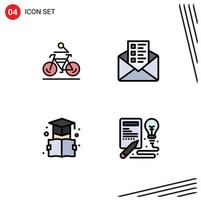 4 iconos creativos signos y símbolos modernos de marcador de actividad ciclismo correo graduación elementos de diseño vectorial editables vector