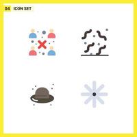 Pack of 4 Modern Flat Icons Signs and Symbols for Web Print Media such as business fashion workgroup spooky straw hat Editable Vector Design Elements
