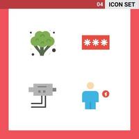 Universal Icon Symbols Group of 4 Modern Flat Icons of broccoli protect code password avatar Editable Vector Design Elements