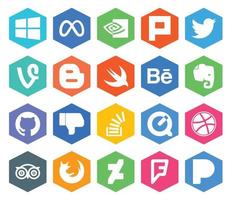 20 Social Media Icon Pack Including overflow question blogger stockoverflow github vector