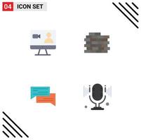 Modern Set of 4 Flat Icons Pictograph of job bubbles computer bricks conversation Editable Vector Design Elements