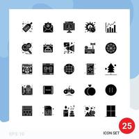 Pack of 25 Modern Solid Glyphs Signs and Symbols for Web Print Media such as analysis product communications manager administrator Editable Vector Design Elements