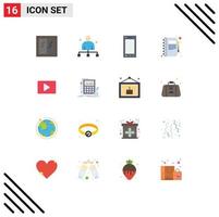 Flat Color Pack of 16 Universal Symbols of note copy head business tablet Editable Pack of Creative Vector Design Elements