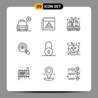 Pack of 9 creative Outlines of shopping market news ecommerce power Editable Vector Design Elements