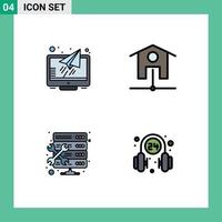 paquete de iconos de vector de stock de 4 signos y símbolos de línea para elementos de diseño de vector editables de auriculares wifi de pantalla de mantenimiento de mensajes