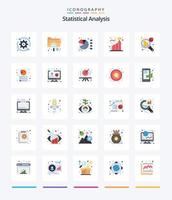 análisis estadístico creativo 25 paquete de iconos planos como paso. meta. archivo. logro. Estadísticas vector