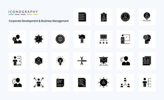 25 Corporate Development And Business Management Solid Glyph icon pack vector