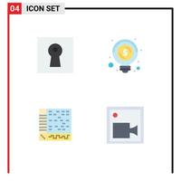 4 Universal Flat Icons Set for Web and Mobile Applications key application security idea computer Editable Vector Design Elements