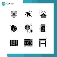 9 Universal Solid Glyphs Set for Web and Mobile Applications wifi internet of things hot share market Editable Vector Design Elements