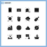 16 Universal Solid Glyph Signs Symbols of controller console compact student graduation Editable Vector Design Elements