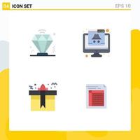 4 Thematic Vector Flat Icons and Editable Symbols of business box computer data present Editable Vector Design Elements