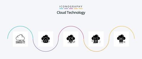 Cloud Technology Glyph 5 Icon Pack Including document. file. data. document. online vector