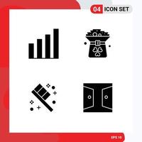 4 User Interface Solid Glyph Pack of modern Signs and Symbols of analytic toothbrush user green room Editable Vector Design Elements