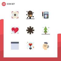 paquete de 9 signos y símbolos de colores planos modernos para medios de impresión web, como la configuración de elementos de diseño de vectores editables de atención médica de calc médica