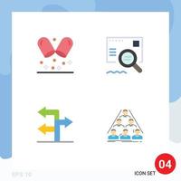 Group of 4 Flat Icons Signs and Symbols for healthcare navigation check search build Editable Vector Design Elements