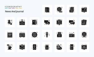 25 News Solid Glyph icon pack vector