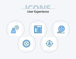 User Experience Blue Icon Pack 5 Icon Design. happy. chat. man. bubble. web page vector